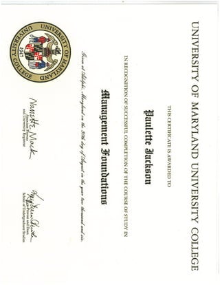UMUC Certificate