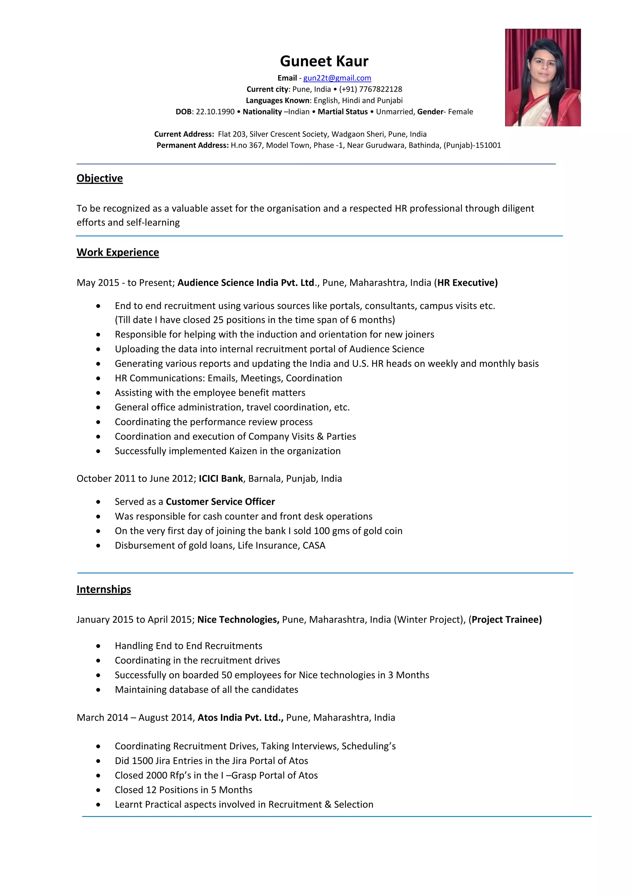 Guneet Kaur (Cv) | PDF