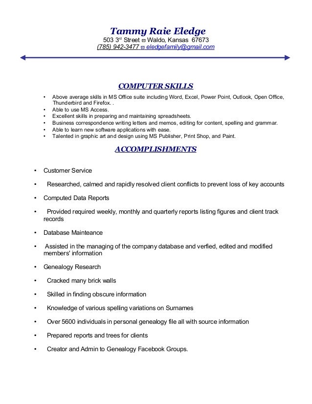 Tammys Genealogy Resume Final Tammys Genealogy Resume Final