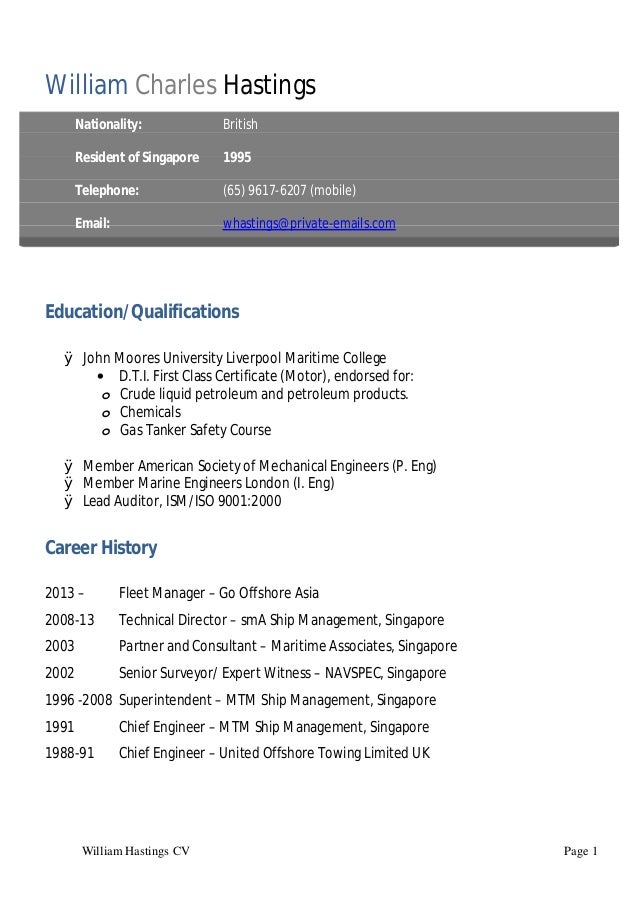 A 8 William Charles Hastings Cv 16
