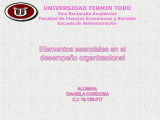 UNIVERSIDAD FERMIN TORO
        Vice Rectorado Académico
Facultad de Ciencias Económicas y Sociales
        Escuela de Administración
 