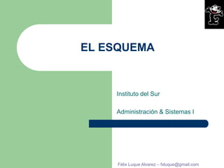 EL ESQUEMA



    Instituto del Sur

    Administración & Sistemas I




     Félix Luque Alvarez – fxluque@gmail.com
 