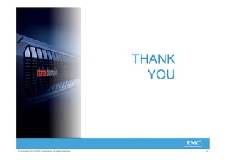 THANK
                                                           YOU




© Copyright 2011 EMC Corporation. All rights reserved.           21
 