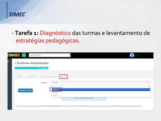 - Tarefa 1: Diagnóstico das turmas e levantamento de
estratégias pedagógicas.
SIMEC
 