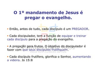 O 1º mandamento de Jesus é pregar o evangelho. Então, antes de tudo, cada discípulo é um PREGADOR.