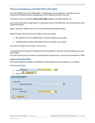 Enhancing data sources with badi in SAP ABAP | PDF