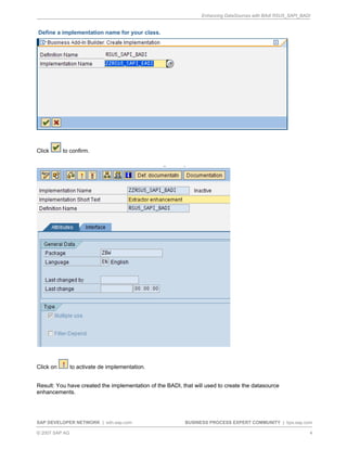 Enhancing data sources with badi in SAP ABAP | PDF