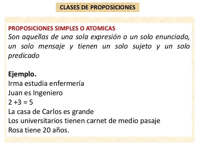 Ejemplos De Proposiciones Atomicas