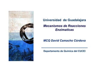 Universidad de Guadalajara
Mecanismos de Reacciones
Enzimaticas
MCQ David Camacho Córdova
__________________________
Departamento de Química del CUCEI
 