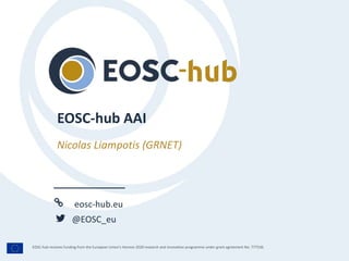 eosc-hub.eu
@EOSC_eu
EOSC-hub receives funding from the European Union’s Horizon 2020 research and innovation programme under grant agreement No. 777536.
Nicolas Liampotis (GRNET)
EOSC-hub AAI
 