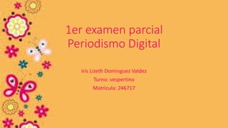 1er examen parcial
Periodismo Digital
Iris Lizeth Dominguez Valdez
Turno: vespertino
Matricula: 246717

 