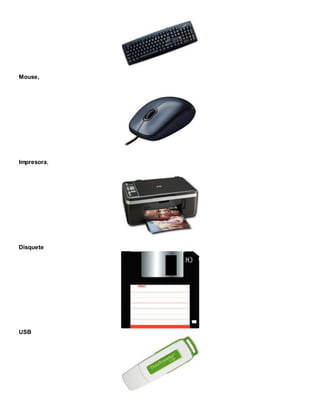 Mouse,
Impresora,
Disquete
USB
 