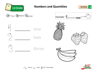 Example: one
Numbers and Quantities 10
one
two
three
 