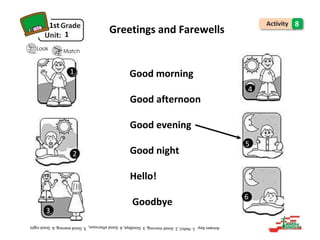 5
1st
1 Greetings and Farewells
8
Good morning
Good afternoon
Good evening
Good night
Hello!
Goodbye
1
4
6
2
3
 