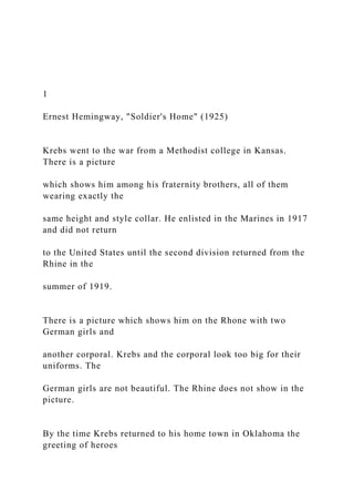 1 Ernest Hemingway, Soldiers Home (1925) Krebs w.docx