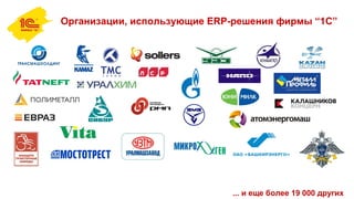 Организации, использующие ERP-решения фирмы “1С”
... и еще более 19 000 других
 
