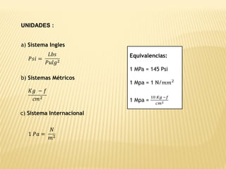 UNIDADES :
a) Sistema Ingles
b) Sistemas Métricos
c) Sistema Internacional
 