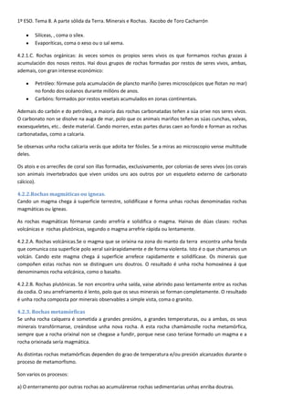 1ºeso. tema 8. rochas e minerais