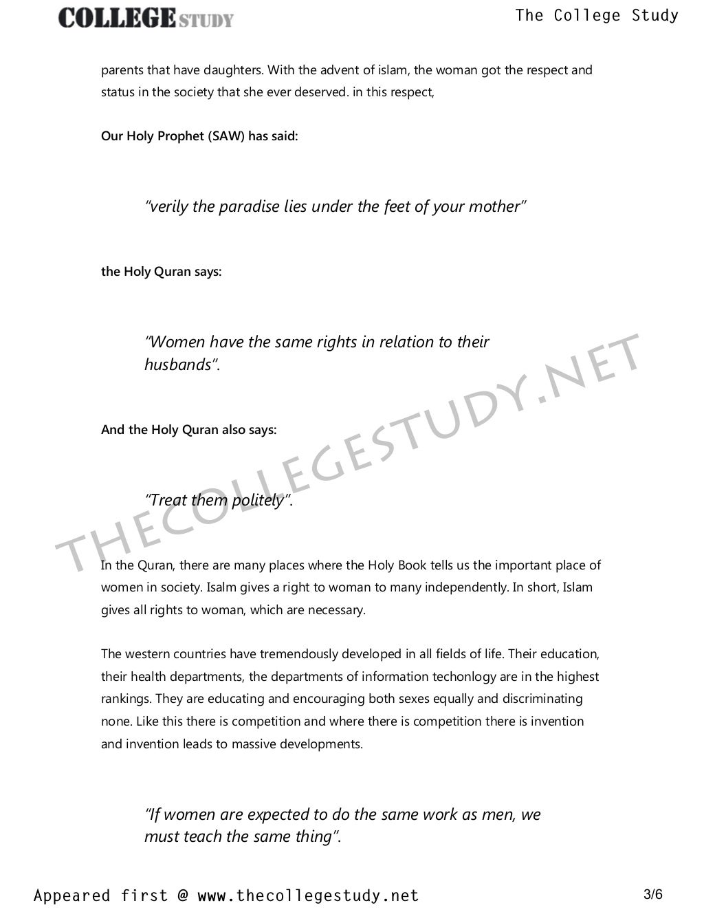 Women in society essay