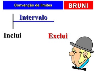 Convenção de limites Inclui Exclui Intervalo 