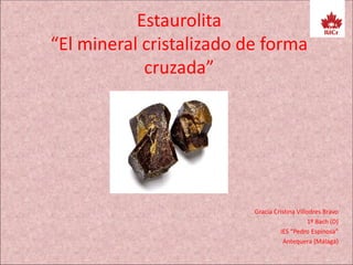 Estaurolita
“El mineral cristalizado de forma
cruzada”
Gracia Cristina Villodres Bravo
1º Bach (D)
IES “Pedro Espinosa”
Antequera (Málaga)
 