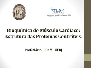 Bioquímica do Músculo Cardíaco:
Estrutura das Proteínas Contráteis.

        Prof. Mário – IBqM - UFRJ
 