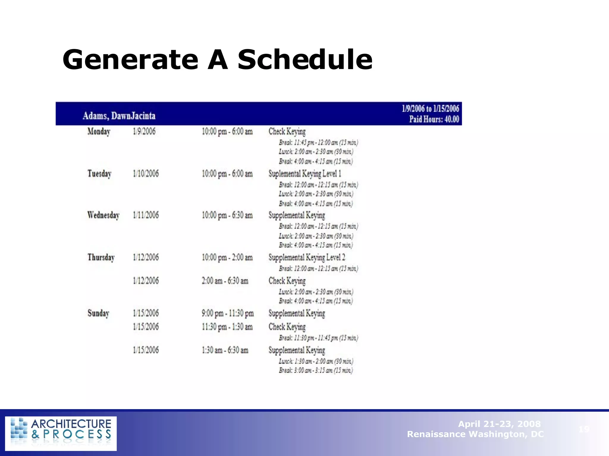 Generate A Schedule   