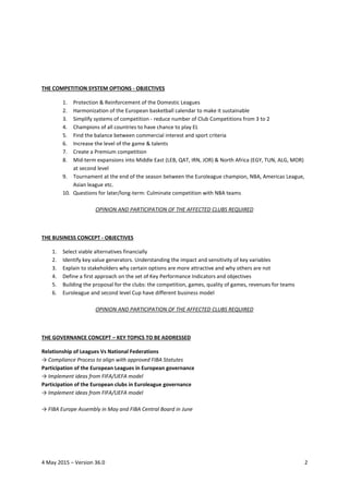 4 May 2015 – Version 36.0 2
THE COMPETITION SYSTEM OPTIONS - OBJECTIVES
1. Protection & Reinforcement of the Domestic Leag...