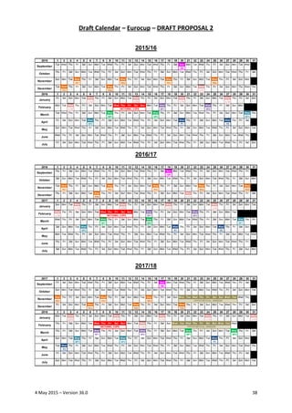 4 May 2015 – Version 36.0 38
Draft Calendar – Eurocup – DRAFT PROPOSAL 2
2015 1 2 3 4 5 6 7 8 9 10 11 12 13 14 15 16 17 18...