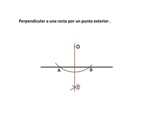 Perpendicular a una recta por un punto exterior . 
 