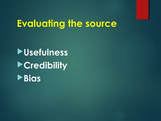 1 - Evaluating sources' credibility bb | PPT