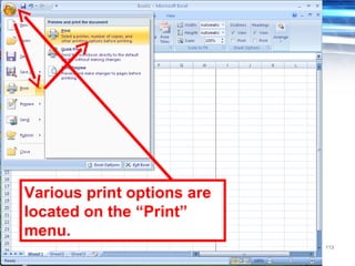 113
Various print options are
located on the “Print”
menu.
 