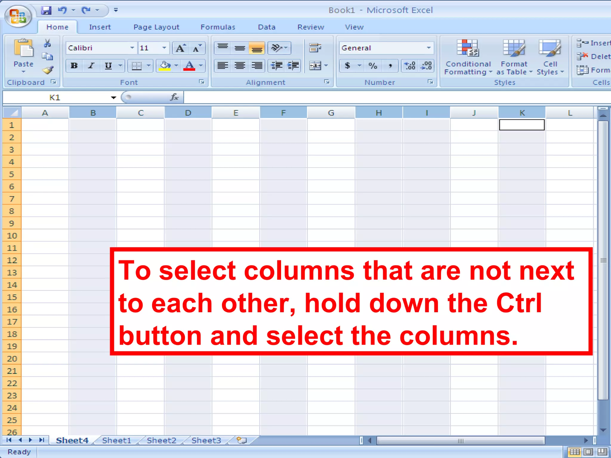 To select columns that are not next to each other, hold down the Ctrl button and select the columns. 