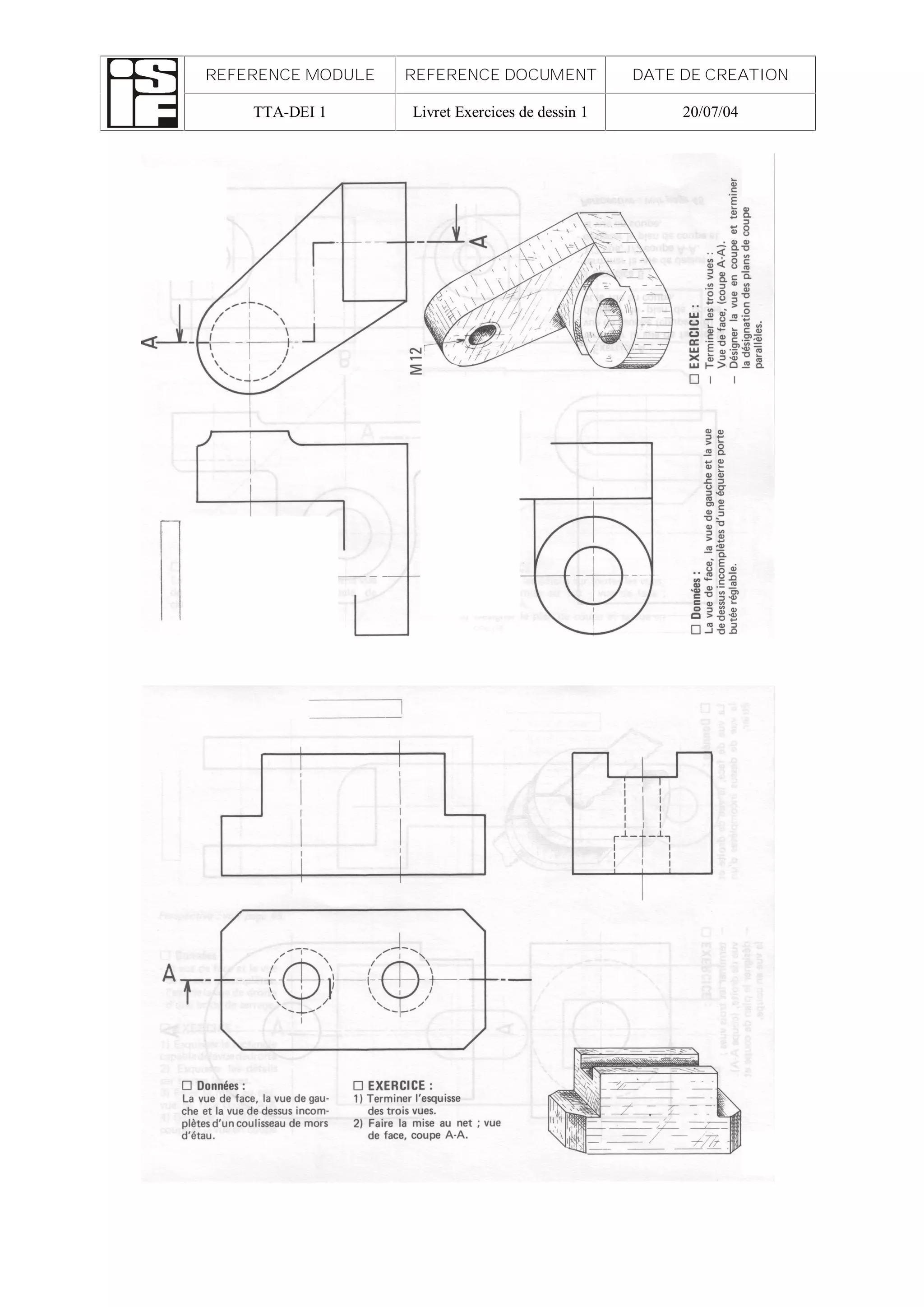 Dessin Industriel Les Vues Exercices Corrigés Pdf 1exer dessin