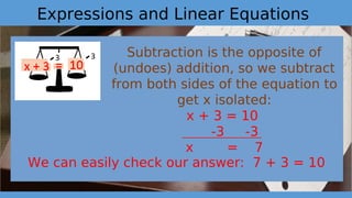 Simplifying Expressions and Solving Linear Equations | PPT