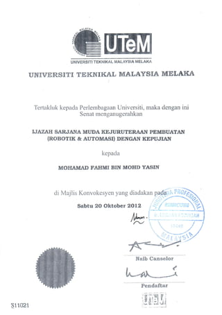 UTeM Degree Certificate