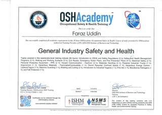 OSHA certificate