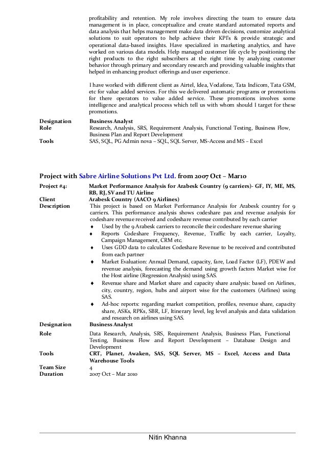 sample management analyst resume