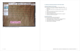 8382 HERRAMIENTA PARA EL ANÁLISIS DE VULNERABILIDAD SOCIAL A LOS IMPACTOS CLIMÁTICOSANEXO
A3. EJEMPLOS DE GUIONES PARA ENTREVISTAS SEMI-ESTRUCTURADAS
a. Entrevista de hogares semi-estructurada
Información general (tipo de casa, integrantes del hogar, origen, edad)
1.	 ¿Cuáles son las principales actividades económicas que realiza para
mantenerse?
2.	 ¿Qué recursos utiliza para sus actividades diarias? ¿Cómo tiene acceso
a ellos?
3.	 ¿Se han visto afectadas sus actividades por el clima? ¿Cómo?
4.	 ¿Qué hacen para solucionarlo?
5.	 ¿Qué apoyos del gobierno reciben?
6.	 ¿Pertenece a algún grupo de la comunidad (productivo, religioso)?
7.	 ¿Qué apoyos reciben de estos grupos?
b. Grupo focal con jóvenes
Información general (edad, número de hermanos/as)
1.	 ¿A qué se dedican ahora (estudios/trabajo)?
2.	 ¿Qué les gustaría hacer en el futuro? ¿A qué les gustaría dedicarse?
3.	 ¿De qué podrían trabajar si se quedan en la comunidad?
4.	 ¿Qué les gustaría que hubiera en la comunidad?
5.	 ¿Qué hace falta en la comunidad?
Fig. 27. Clasificación de riesgos y amenazas, ejemplo de mampara
 