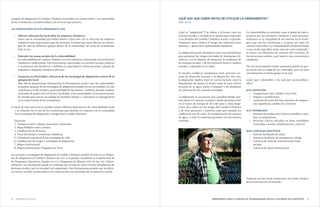 1312 HERRAMIENTA PARA EL ANÁLISIS DE VULNERABILIDAD SOCIAL A LOS IMPACTOS CLIMÁTICOSRESUMEN EJECUTIVO
¿Qué es “adaptación”? Se refiere a la forma como los
sistemas sociales y ecológicos se ajustan para responder
a los desafíos del Cambio Climático actual o esperado.
Asimismo, busca reducir el riesgo que enfrentan estos
sistemas, y aprovechar oportunidades benéficas.
La adaptación puede entenderse como una herramienta
para gestionar los riesgos derivados de fenómenos cli-
máticos, con el objetivo de aumentar la resiliencia de
los sistemas sociales, y de los territorios frente a cambios
actuales y esperados en el clima.
Se pueden establecer semejanzas entre procesos exi-
tosos de desarrollo humano y la adaptación. Por esto,
la adaptación implica tener en cuenta factores como la
degradación de suelos, la forma como se usan ciertos
recursos (p. ej. agua, suelos o bosques) y las dinámicas
de urbanización de nuestras sociedades
La adaptación es un proceso que considera dónde esta-
mos ahora (el contexto o estatus), dónde queremos estar
en el marco de tiempo de 20 a 80 años y cómo llega-
remos ahí; cuáles son los riesgos del Cambio Climático
y de otras presiones y barreras como por ejemplo los
cambios de uso de suelo, la contaminación de cuerpos
de agua, y cómo los podemos gestionar de una manera
continua.
Fig. 1: Adaptación en acción.
La vulnerabilidad se entiende como el grado de daño o
perjuicio que las amenazas climáticas y otras presiones
ocasionan en la integridad de un sistema socio-ecoló-
gico, que son los ecosistemas y la gente así como los
vínculos entre ellos. La vulnerabilidad está determinada
a una escala específica tanto espacial como temporal y
se asocia con elementos de contexto del territorio, de
las estructuras sociales, y por tanto es una característica
cambiante.
De esta forma pueden existir momentos donde un gru-
po social está en riesgo de ser vulnerable, pero en otras
circunstancias el mismo grupo no lo está.
¿Qué hace vulnerables a los sistemas socio-ambien-
tales?
ALTA EXPOSICIÓN
•	 Temperaturas muy cálidas o muy frías
•	 Sequías e inundaciones
•	 Aumento del nivel del mar, aumento de tempera-
tura superficial, cambios de corrientes
ALTA SENSIBILIDAD
•	 Sistemas de producción/cultivos sensibles a cam-
bios en temperatura
•	 Recursos críticos ubicados en áreas inundables
(viviendas, escuelas, infraestructura, cultivos)
BAJA CAPACIDAD ADAPTATIVA
•	 Falta de facilidades de salud
•	 Ausencia de planes de emergencia y abrigo
•	 Carencia de redes de comunicación/redes
	sociales
•	 Carencia de apoyo institucional
trategias de adaptación al Cambio Climático orientadas a la conservación y uso sustentable
de los ecosistemas, la biodiversidad y los servicios que proveen.
LAS APORTACIONES DE ESTA HERRAMIENTA SON:
•	 Obtener información local sobre los impactos climáticos:
	 Junto con la comunidad que habita dentro o fuera del ANP se detectan los impactos
climáticos más importantes para las personas, la forma que estos afectan las estrate-
gias de vida de diferentes grupos dentro de la comunidad, así como los ecosistemas
bajo su uso.
•	 Entender las causas sociales de la vulnerabilidad:
	 La vulnerabilidad al Cambio Climático no está solamente relacionada con los factores
climáticos o ambientales. Está fuertemente relacionada con factores sociales, políticos
y económicos que fortalecen o debilitan la capacidad de ciertas personas o grupos de
responder a impactos climáticos adversos.
•	 Aumentar la efectividad y eficiencia de las estrategias de adaptación a través de la
apropiación local:
	 Más allá de proporcionar información, la Herramienta ayuda a que las comunidades
se puedan apropiar de las estrategias de adaptación basadas en sus necesidades, lo cual
contribuye a la efectividad y sustentabilidad de las mismas. También, permite cambiar
la división de poder entre el técnico facilitador y las comunidades, al encontrar puntos
de entrada para iniciar un diálogo de beneficio mutuo y convertirse en protagonistas
en la conservación de los ecosistemas.
A través de siete ejercicios es posible conocer difentes dimensiones de vulnerabilidad social
y su relación con el uso de los ecosistemas para diseñar en conjunto con la comunidad
local estrategias de adaptación y mitigación al cambio climático:
Ejercicios:
1. Transecto rural y urbano, masculino y femenino
2. Mapa Hablado rural y urbano
3. Clasificación de bienestar
4. Línea del tiempo y tendencias climáticas
5. Calendario estacional de las estrategias de vida
6. Clasificación de riesgos y estrategias de adaptación
7. Mapeo institucional
8. Mapeo institucional /Diagrama de Venn
Las acciones o estrategias de adaptación al Cambio Climático pueden derivar en un Progra-
ma de Adaptación al Cambio Climático de ANP, o se pueden considerar en la planeación de
los Programas Operativos Anuales (POA) o Programas de Manejo (PM) de las ANP. Adicio-
nalmente, este documento puede ser utilizado por actores de otros sectores del gobierno de
distintas escalas y por la sociedad civil organizada. Esta Herramienta permite que los diver-
sos actores sociales involucrados en la conservación sean partícipes de un proyecto común.
¿QUÉ HAY QUE SABER ANTES DE UTILIZAR LA HERRAMIENTA?*
(BID, 2014)
*Adaptado del Aula Virtual, Fundamentos del Cambio Climático,
Banco Interamericano de Desarrollo
 