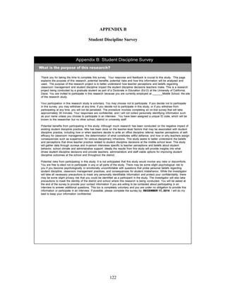 122
APPENDIX B
Student Discipline Survey
 