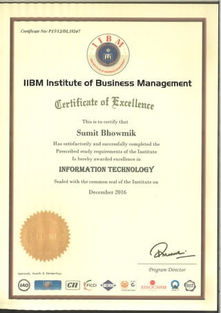 IIBM - Executive MBA - Course Completion Certificate