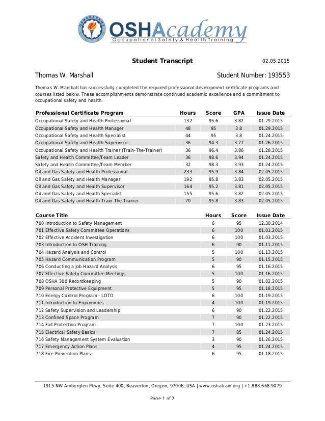 oshacademy transcript