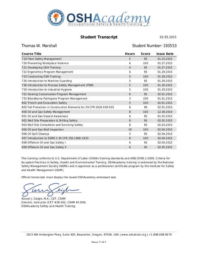 oshacademy transcript