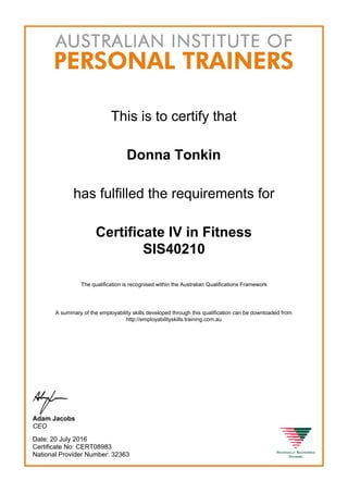 cert 3 4 personal training