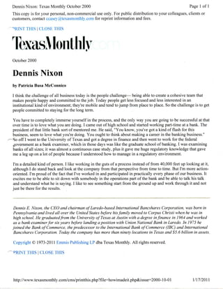 Texas Monthly Snapshot Profile