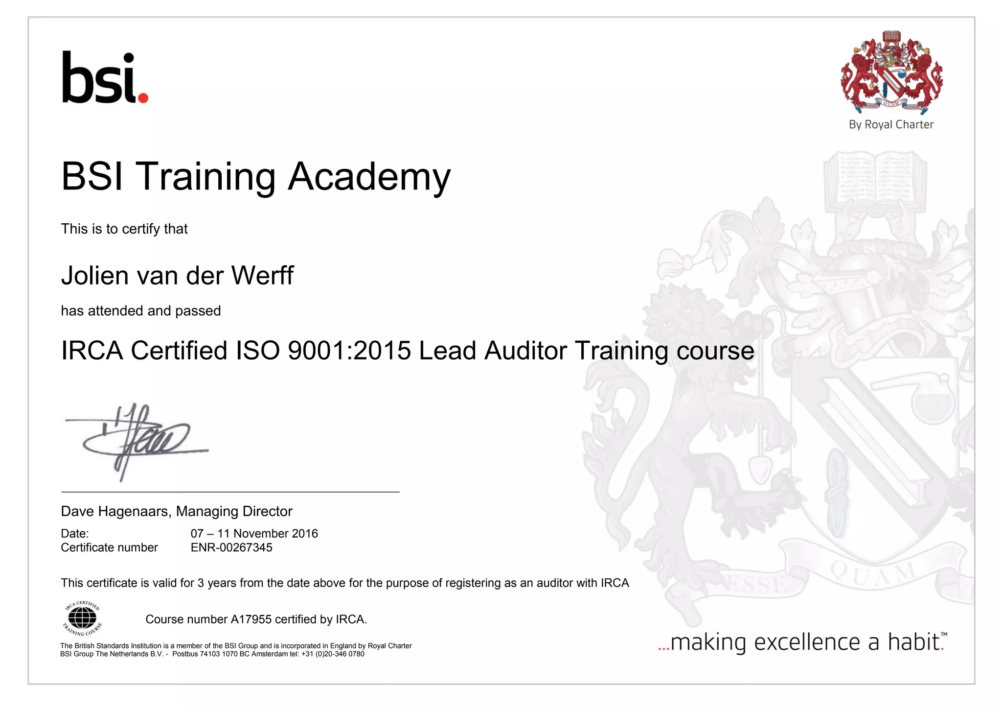 Certificaat LA 2015 BSI - november 2016 | PDF