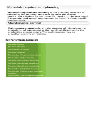 Key Performance Indicators
 