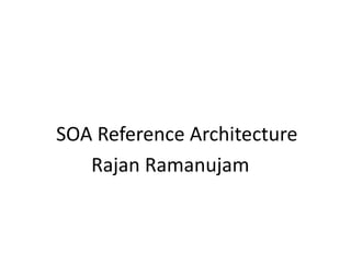 SOA Reference Architecture
Rajan Ramanujam
 