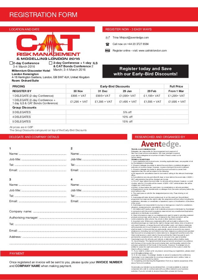 CAT Risk Management & Modelling London Brochure 2016